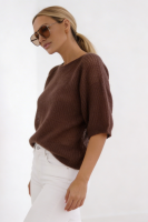 Sweter Trevi z krótkim rękawem KID MOHER - czekoladowy