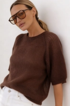 Sweter Trevi z krótkim rękawem KID MOHER - czekoladowy