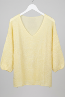 Elegancki sweter Baby Alpaka rękaw 7/8 - jasny żółty