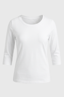 Top basic rękaw 3/4 z delikatnej bawełny z modalem - biały