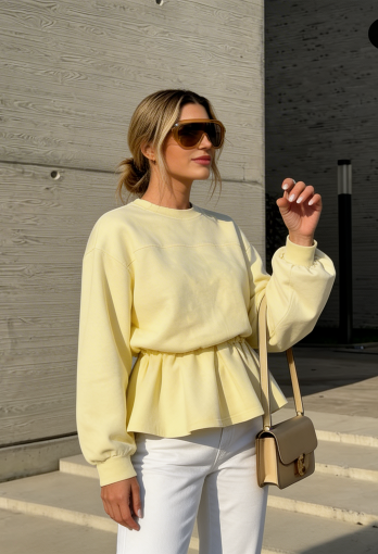 Bluza Lucca z baskinką - bananowa