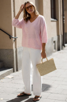 Elegancki sweter Baby Alpaka rękaw 7/8 - róż