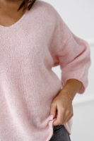 Elegancki sweter Baby Alpaka rękaw 7/8 - róż