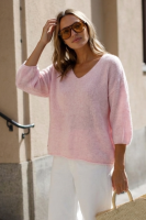 Elegancki sweter Baby Alpaka rękaw 7/8 - róż