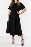Klasyczna sukienka midi SLOW LINEN - czarna