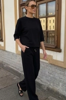 Elegancki komplet z dzianiny z modalem rękaw 3/4 - czarny