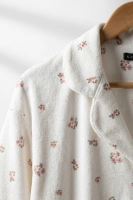 Krótka piżama rozpinana 100% bawełna frotte - milk