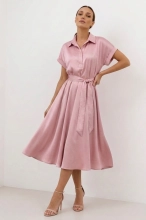 Sukienka midi satynowa wiskoza - pink