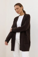 Stylowy kardigan Sasso OVERSIZE wełna - czekoladowy