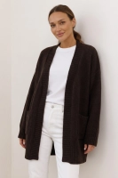Stylowy kardigan Sasso OVERSIZE wełna - czekoladowy