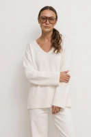 Sweter Teramo wełna dekolt V - cream
