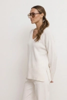 Sweter Teramo wełna dekolt V - cream