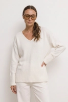 Sweter Teramo wełna dekolt V - cream