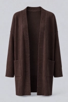 Stylowy kardigan Sasso OVERSIZE wełna - czekoladowy