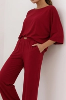 Stylowy komplet z wiskozy prążek - bordo