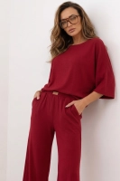 Stylowy komplet z wiskozy prążek - bordo