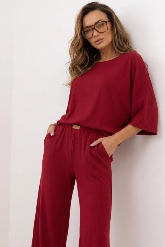 Stylowy komplet z wiskozy prążek - bordo