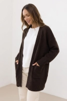 Stylowy kardigan Sasso OVERSIZE wełna - czekoladowy