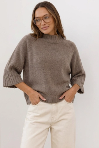 Sweter Teramo rękaw 7/8 - taupe