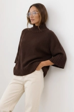 Sweter Teramo rękaw 7/8 - czekoladowy
