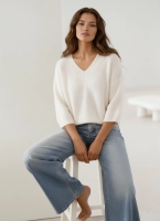 Elegancki sweter Trento Baby Alpaka rękaw 3/4 - ecru