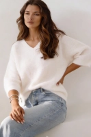 Elegancki sweter Trento Baby Alpaka rękaw 3/4 - ecru