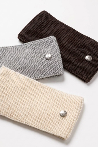 Zestaw 3 szt. opaska Livigno wełna merino 100% - ecru, szary, czekoladowy