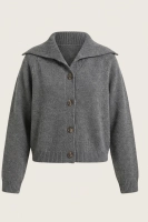 Elegancki krótki kardigan wełna merino i kaszmir - grafit